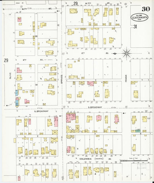 Sanborn Fire Insurance Map from Leavenworth, Leavenworth County, Kansas (1905), Sheet #0031 - Historic Sanborn Fire Insurance Map Print, vintage old map wall art, antique decor, genealogy gift, Kansas Kansas map