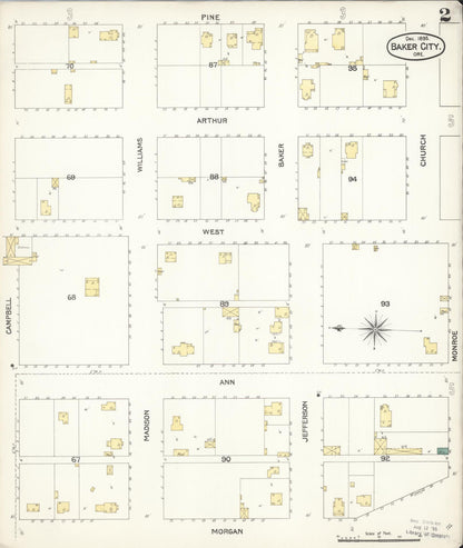 Sanborn Fire Insurance Map from Baker, Baker County, Oregon (1895), Sheet #0002 - Complete Map Set gallery image, historic Sanborn map, vintage wall art, Oregon Oregon