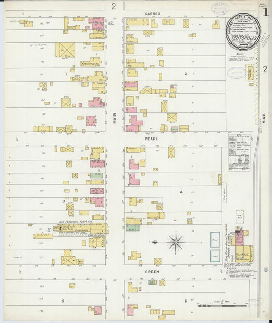 Sanborn Fire Insurance Map from Teutopolis, Effingham County, Illinois (1898), Sheet #0001 - Complete Map Set gallery image, historic Sanborn map, vintage wall art, Illinois Illinois