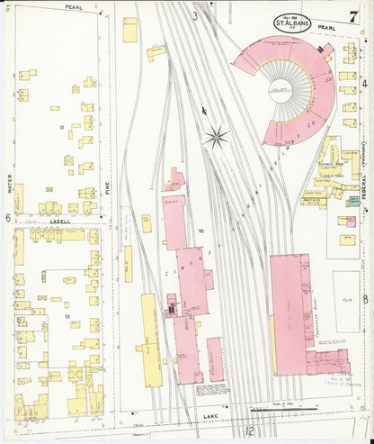 Sanborn Fire Insurance Map from Saint Albans, Franklin County, Vermont (1906), Sheet #0007 - Complete Map Set gallery image, historic Sanborn map, vintage wall art, Vermont Vermont