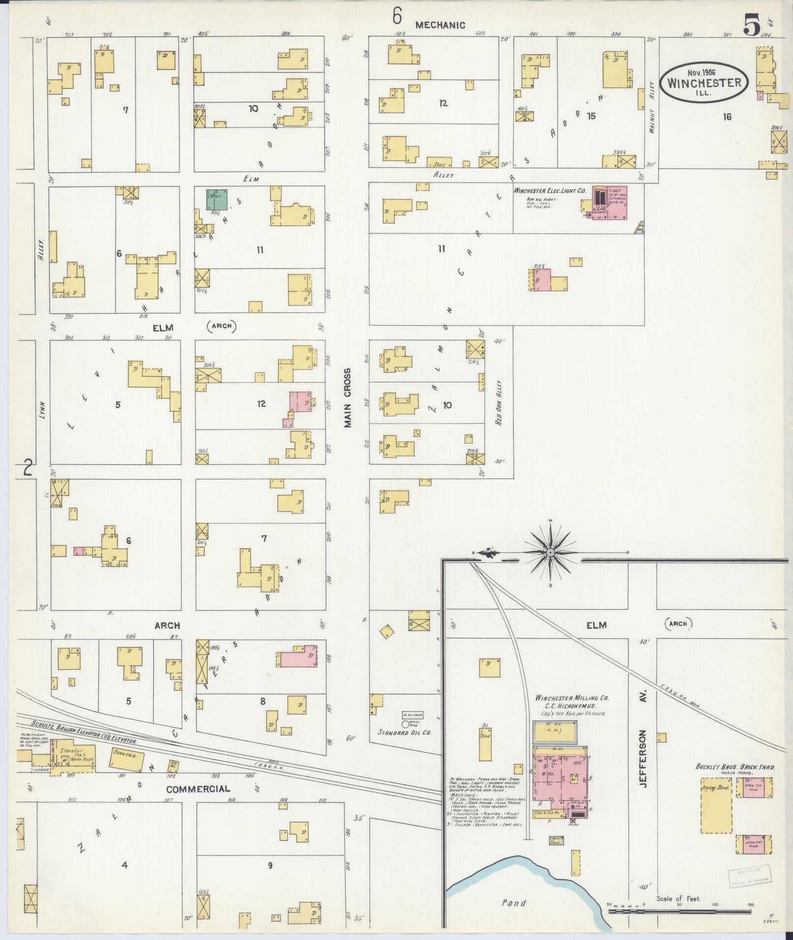 Sanborn Fire Insurance Map from Winchester, Scott County, Illinois (1906), Sheet #0005 - Complete Map Set gallery image, historic Sanborn map, vintage wall art, Illinois Illinois