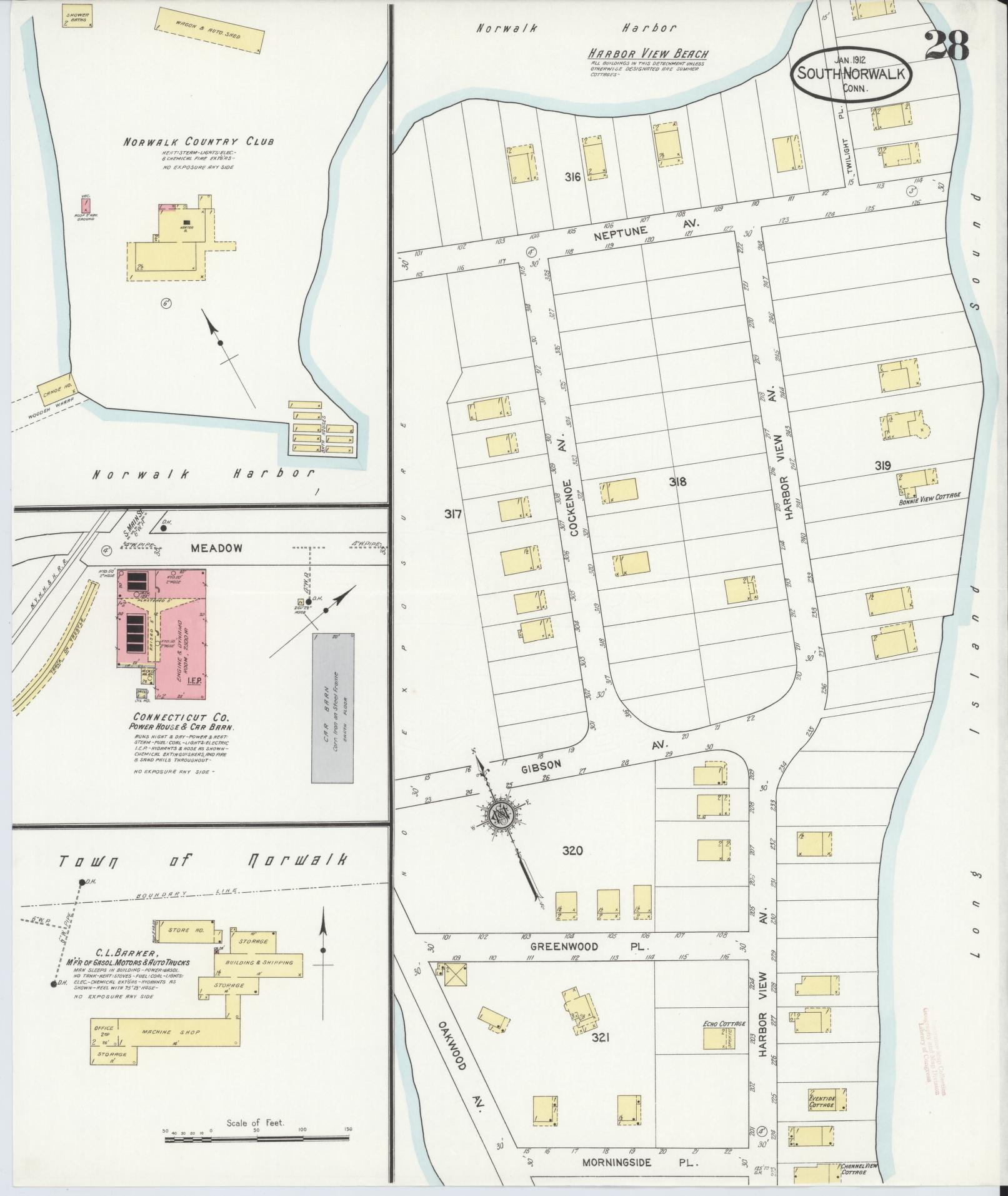 Sanborn Fire Insurance Map from South Norwalk, Fairfield County, Connecticut (1912), Sheet #0028 - Complete Map Set gallery image, historic Sanborn map, vintage wall art, Connecticut Connecticut