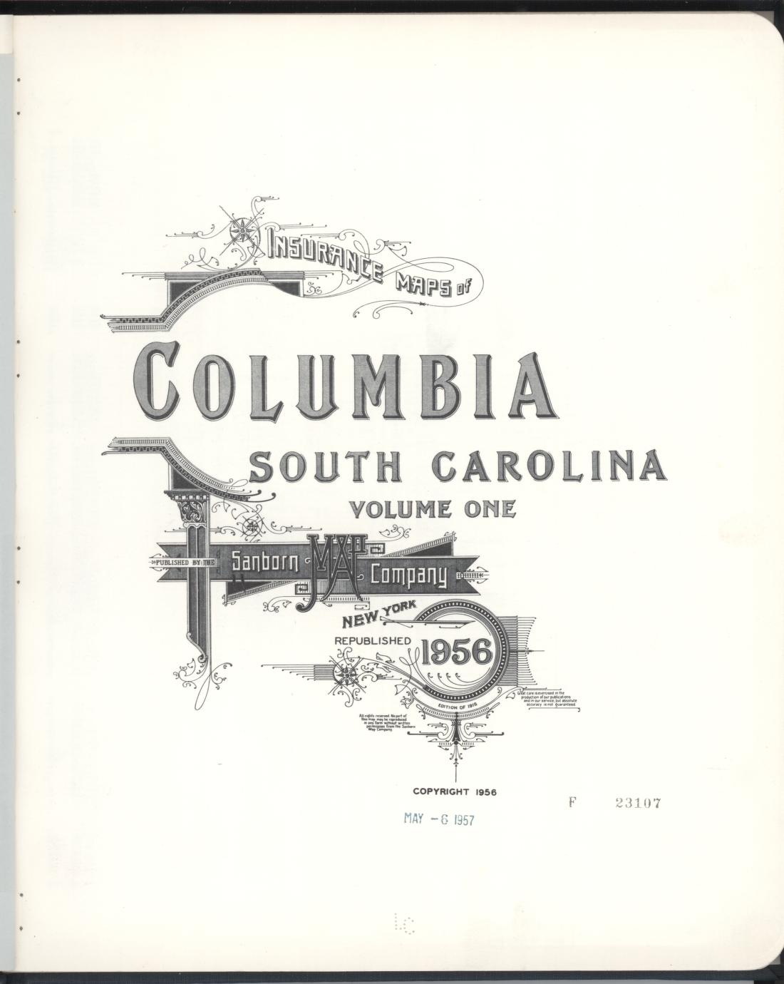Sanborn Fire Insurance Map from Columbia, Richland County, South Carolina (1956), Sheet #0001 - Historic Sanborn Fire Insurance Map Print, vintage old map wall art, antique decor, genealogy gift, South Carolina South Carolina map