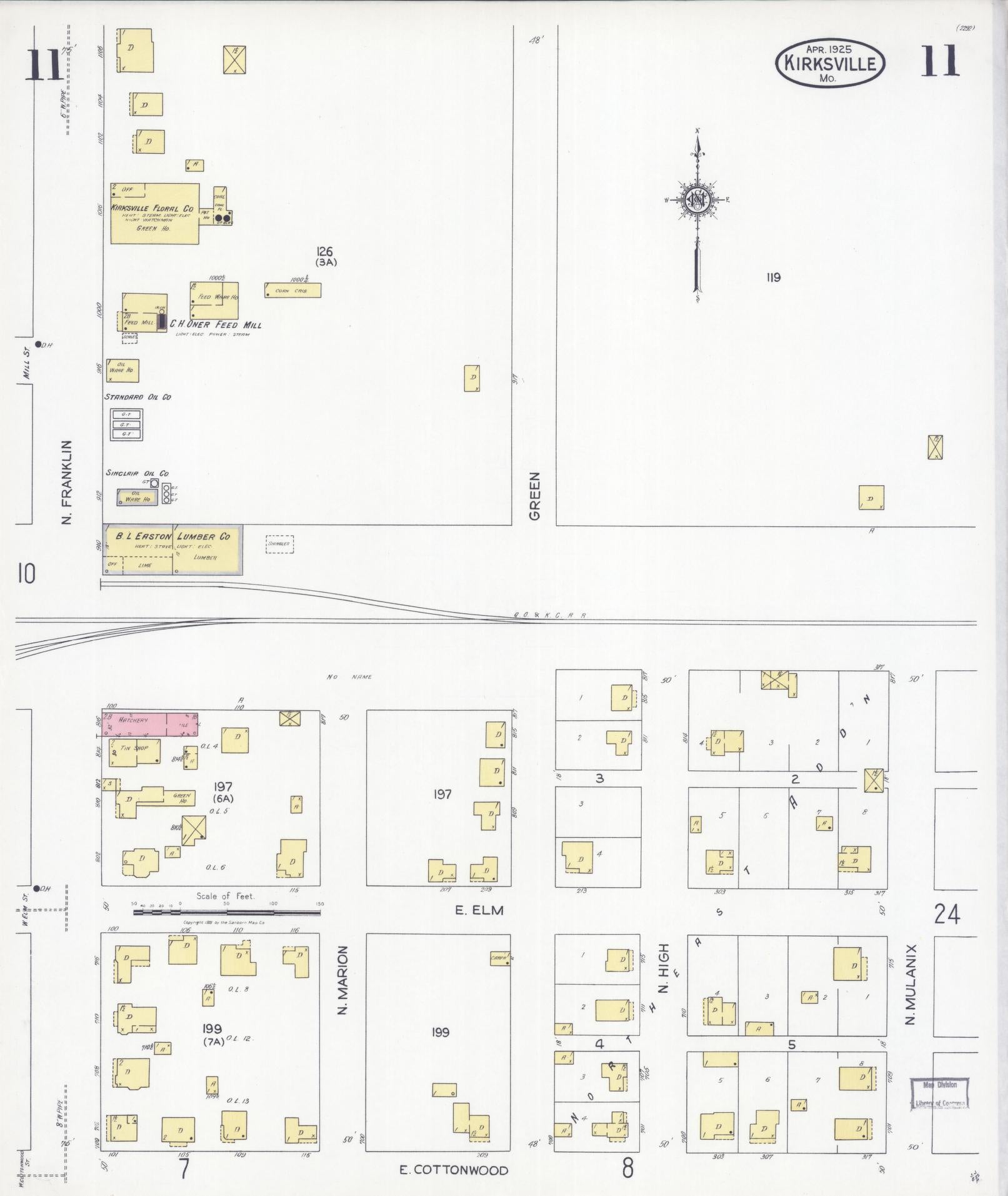 Sanborn Fire Insurance Map from Kirksville, Adair County, Missouri (1925), Sheet #0011 - Complete Map Set gallery image, historic Sanborn map, vintage wall art, Missouri Missouri