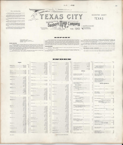 Sanborn Fire Insurance Map from Texas City, Galveston County, Texas (1950), Sheet #0001 - Historic Sanborn Fire Insurance Map Print, vintage old map wall art, antique decor, genealogy gift, Texas Texas map