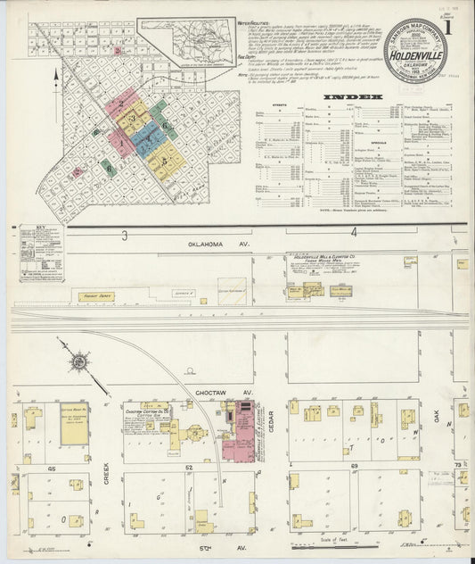 Sanborn Fire Insurance Map from Holdenville, Hughes County, Oklahoma. (1913) – Historic Sanborn Fire Insurance Map Print