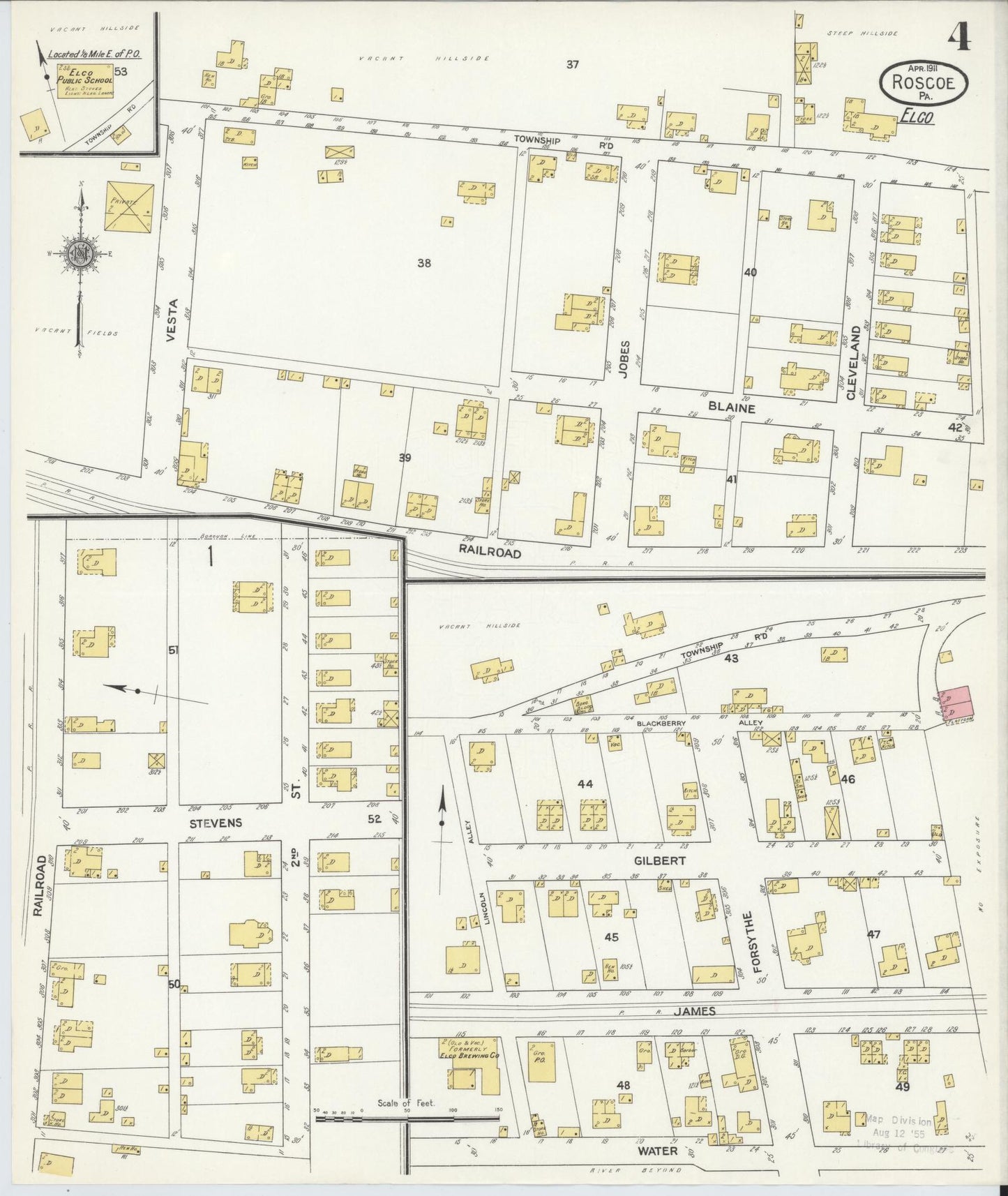 Sanborn Fire Insurance Map from Roscoe, Washington County, Pennsylvania (1911), Sheet #0004 - Complete Map Set gallery image, historic Sanborn map, vintage wall art, Pennsylvania Pennsylvania