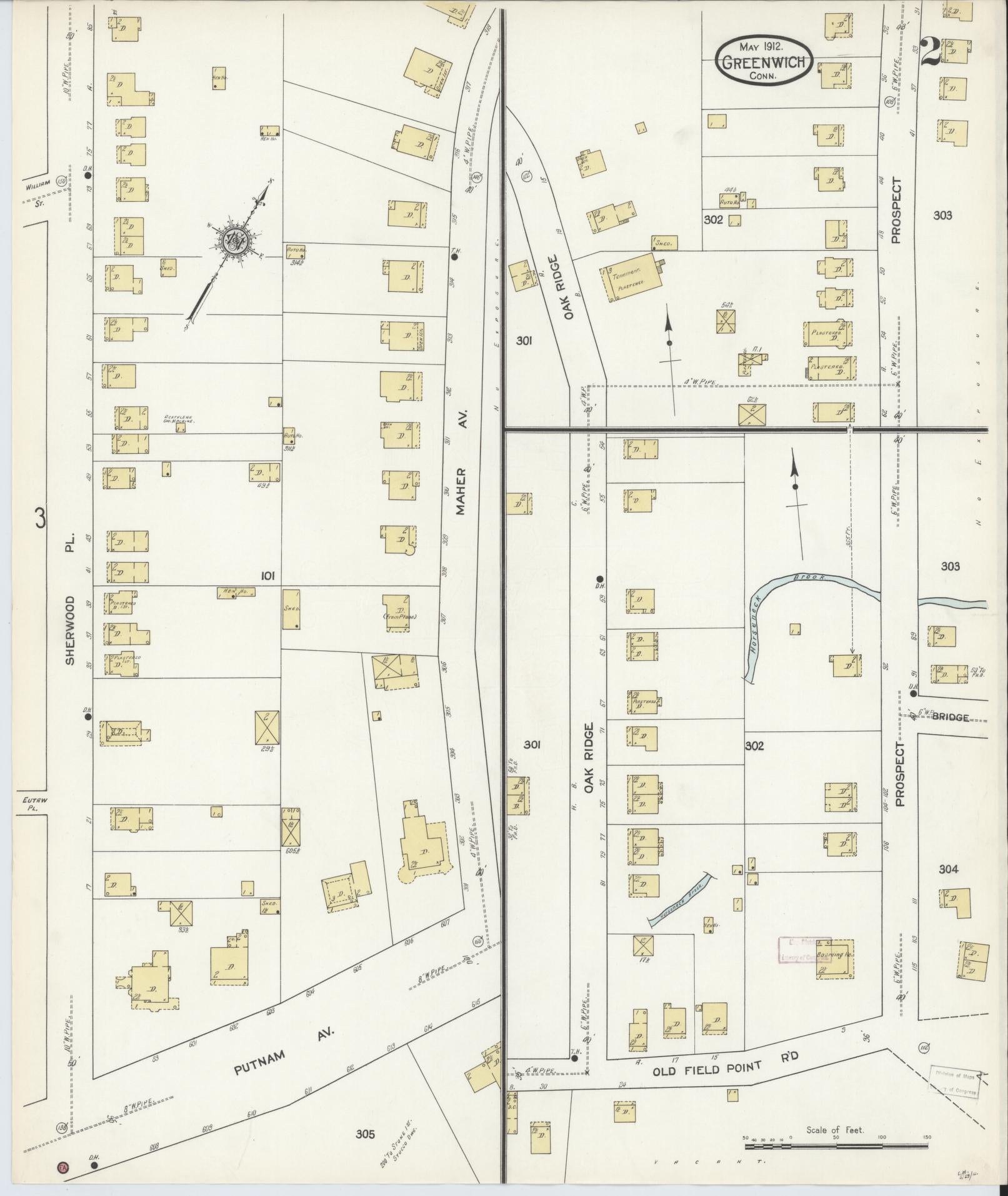 Sanborn Fire Insurance Map from Greenwich, Fairfield County, Connecticut (1912), Sheet #0002 - Complete Map Set gallery image, historic Sanborn map, vintage wall art, Connecticut Connecticut