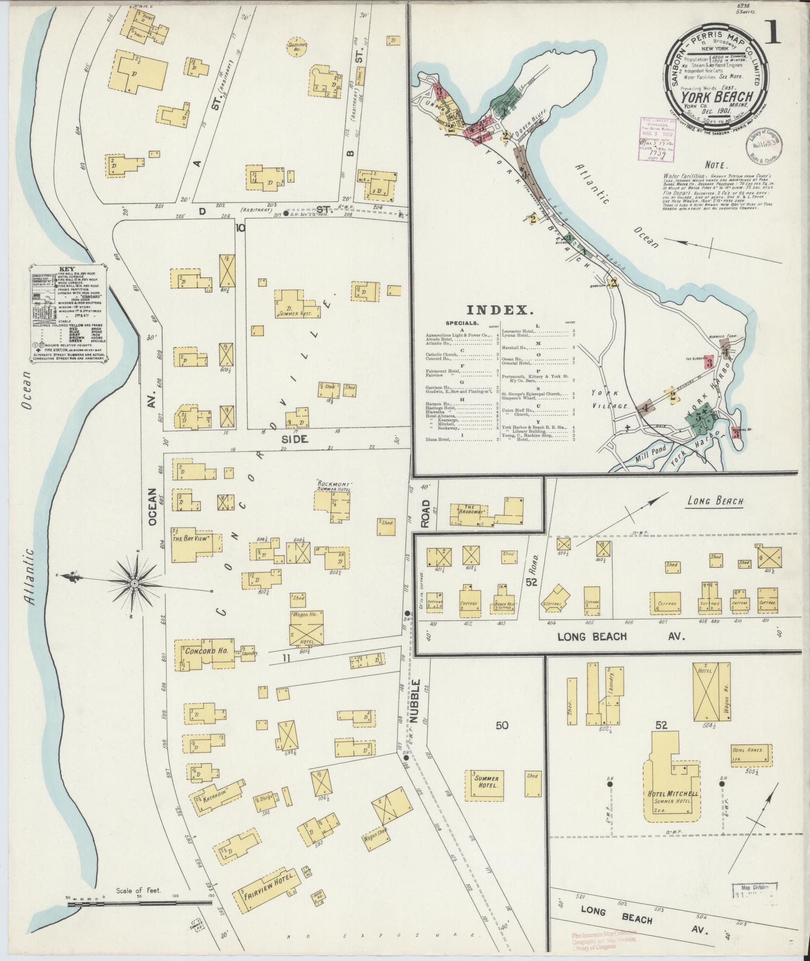 Sanborn Fire Insurance Map from York Beach, York County, Maine. (1901) – Historic Sanborn Fire Insurance Map Print