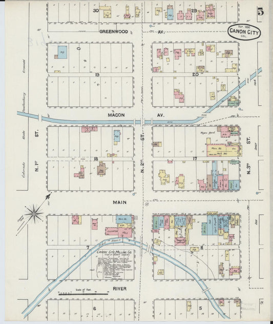 Sanborn Fire Insurance Map from Canon City, Fremont County, Colorado (1890), Sheet #0005 - Historic Sanborn Fire Insurance Map Print, vintage old map wall art, antique decor, genealogy gift, Colorado Colorado map