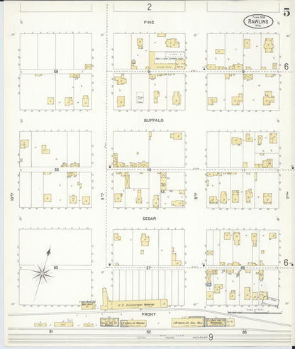 Sanborn Fire Insurance Map from Rawlins, Carbon County, Wyoming (1903), Sheet #0005 - Complete Map Set gallery image, historic Sanborn map, vintage wall art, Wyoming Wyoming