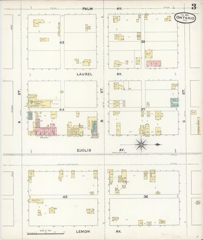 Sanborn Fire Insurance Map from Ontario, San Bernardino County, California (1891), Sheet #0003 - Complete Map Set gallery image, historic Sanborn map, vintage wall art, California California