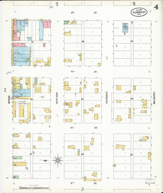 Sanborn Fire Insurance Map from Humboldt, Allen County, Kansas (1899), Sheet #0004 - Historic Sanborn Fire Insurance Map Print, vintage old map wall art, antique decor, genealogy gift, Kansas Kansas map