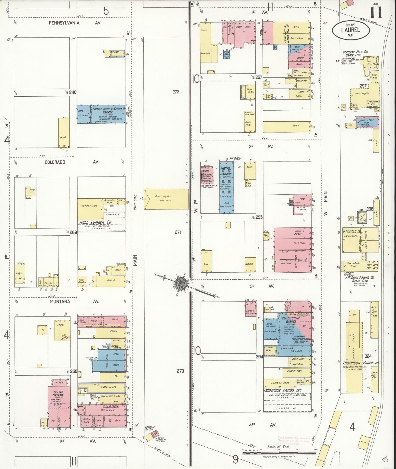 Sanborn Fire Insurance Map from Laurel, Yellowstone County, Montana (1920), Sheet #0011 - Historic Sanborn Fire Insurance Map Print, vintage old map wall art, antique decor, genealogy gift, Montana Montana map