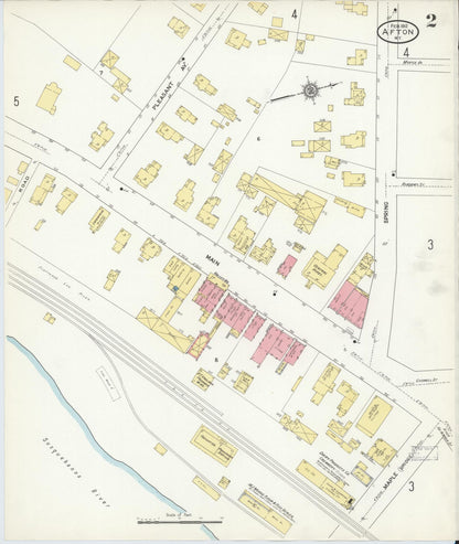 Sanborn Fire Insurance Map from Afton, Chenango County, New York (1912), Sheet #0002 - Complete Map Set gallery image, historic Sanborn map, vintage wall art, New York New York