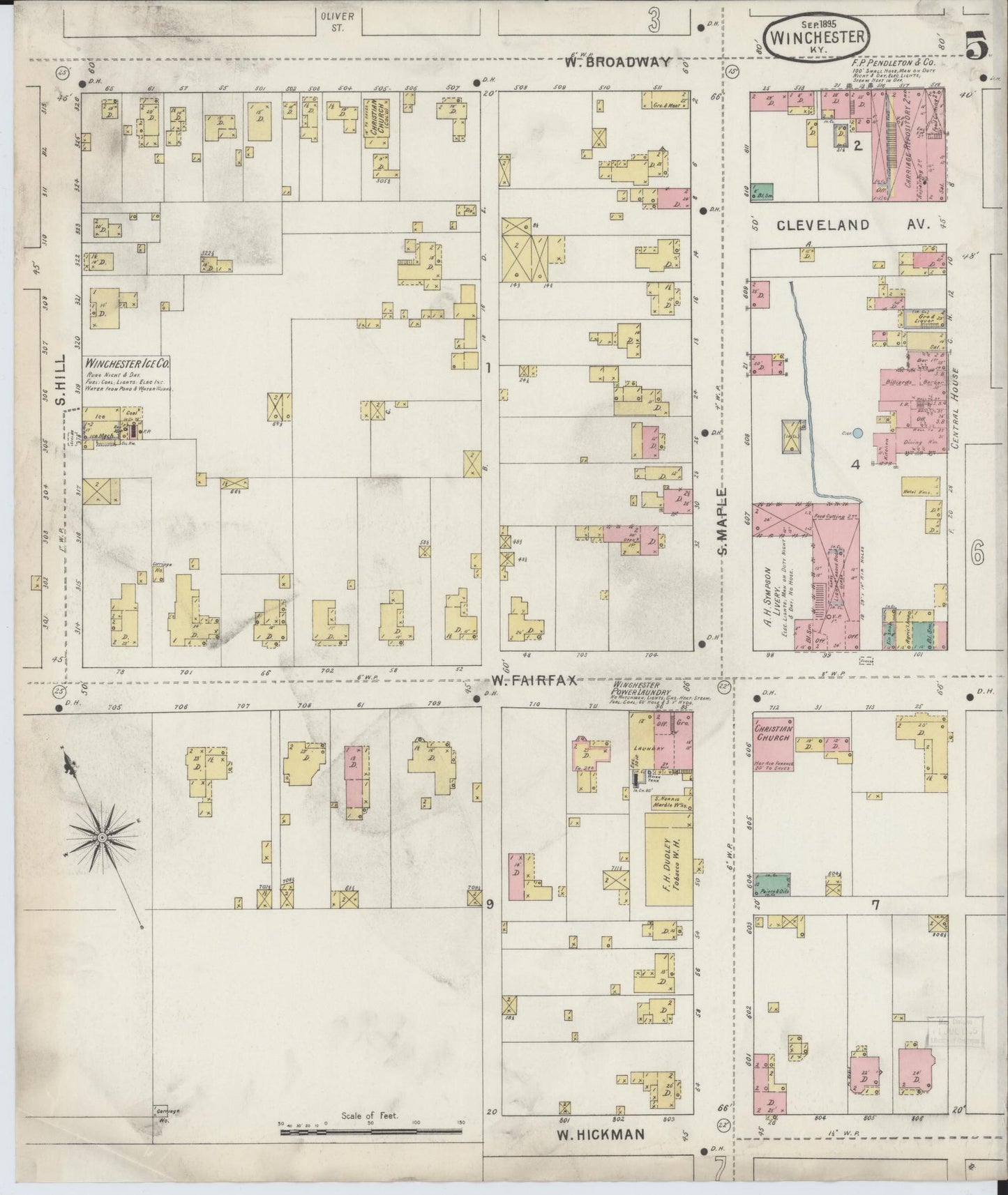 Sanborn Fire Insurance Map from Winchester, Clark County, Kentucky (1895), Sheet #0005 - Complete Map Set gallery image, historic Sanborn map, vintage wall art, Kentucky Kentucky
