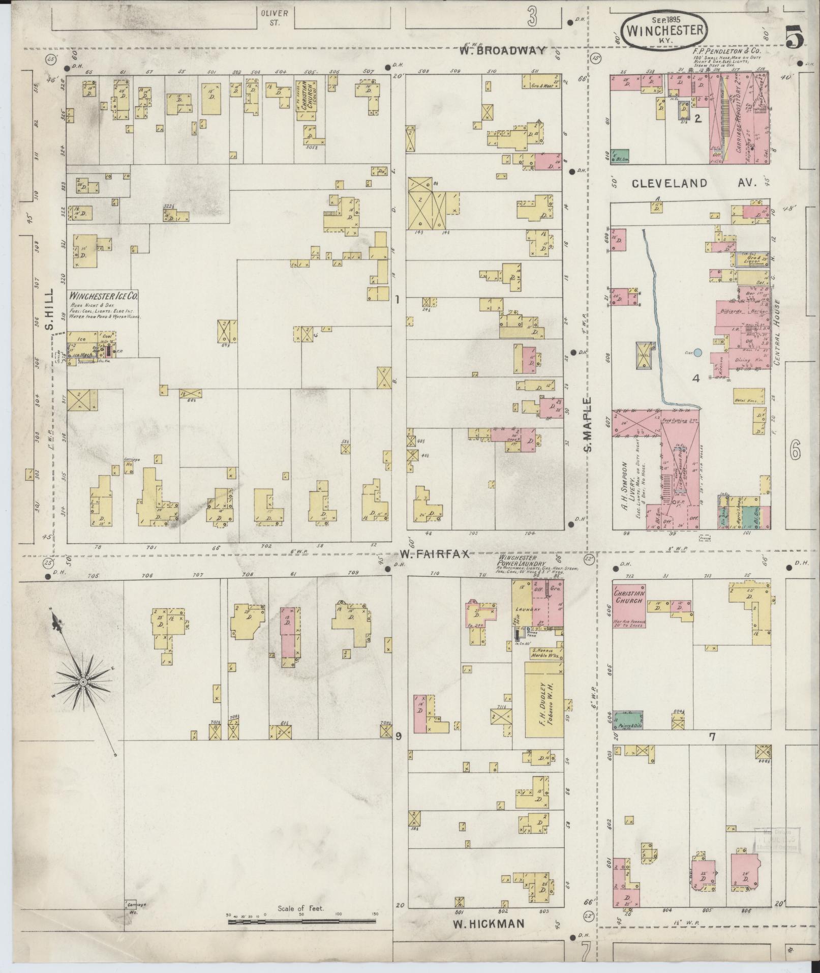 Sanborn Fire Insurance Map from Winchester, Clark County, Kentucky (1895), Sheet #0005 - Complete Map Set gallery image, historic Sanborn map, vintage wall art, Kentucky Kentucky