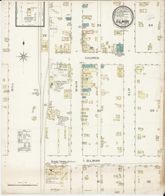 Sanborn Fire Insurance Map from Gilman, Marshall County, Iowa (1886), Sheet #0001 - Historic Sanborn Fire Insurance Map Print, vintage old map wall art