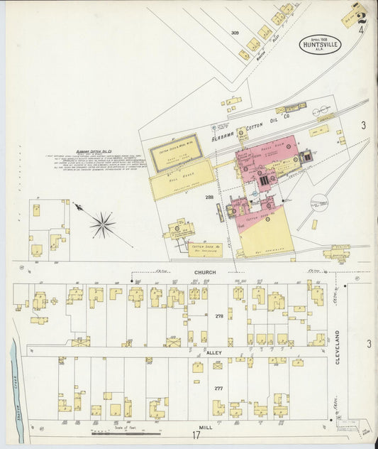 Sanborn Fire Insurance Map from Huntsville, Madison County, Alabama (1908), Sheet #0002 - Historic Sanborn Fire Insurance Map Print, vintage old map wall art, antique decor, genealogy gift, Alabama Alabama map