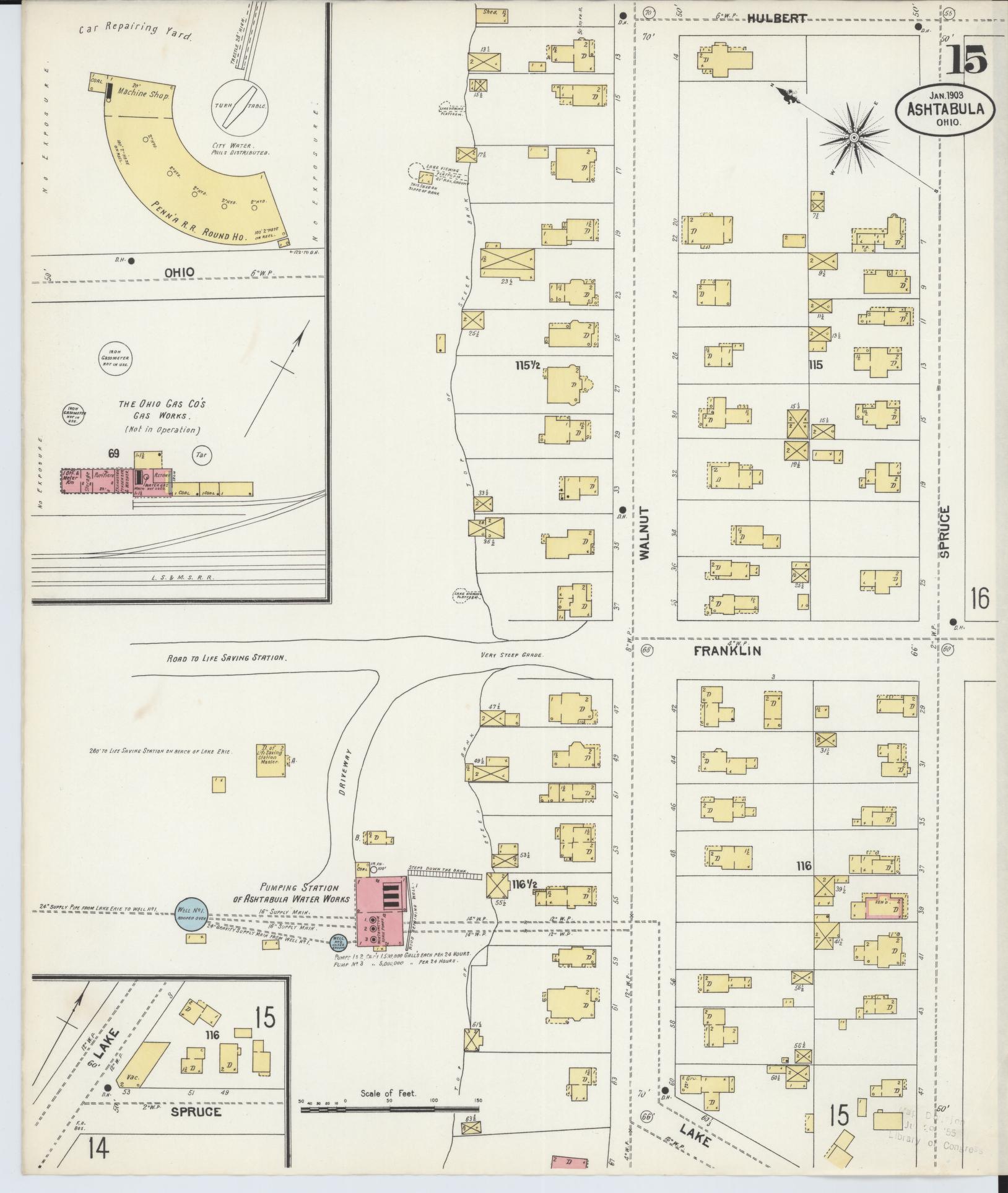 Sanborn Fire Insurance Map from Ashtabula, Ashtabula County, Ohio (1903), Sheet #0015 - Complete Map Set gallery image, historic Sanborn map, vintage wall art, Ohio Ohio