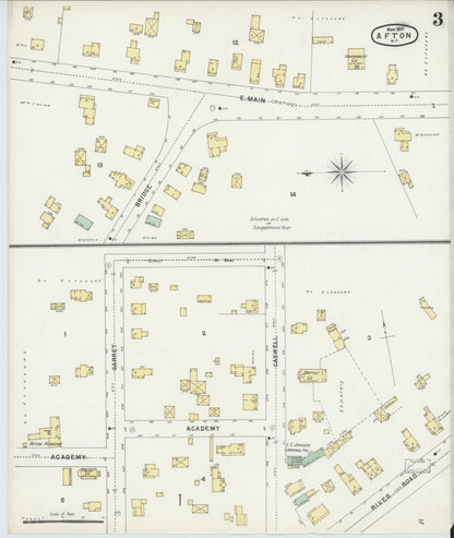 Sanborn Fire Insurance Map from Afton, Chenango County, New York (1897), Sheet #0003 - Complete Map Set gallery image, historic Sanborn map, vintage wall art, New York New York