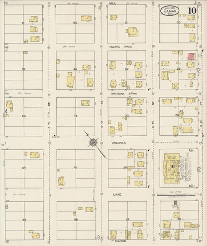 Sanborn Fire Insurance Map from Camas, Clark County, Washington (1922), Sheet #0010 - Complete Map Set gallery image, historic Sanborn map, vintage wall art, Washington Washington