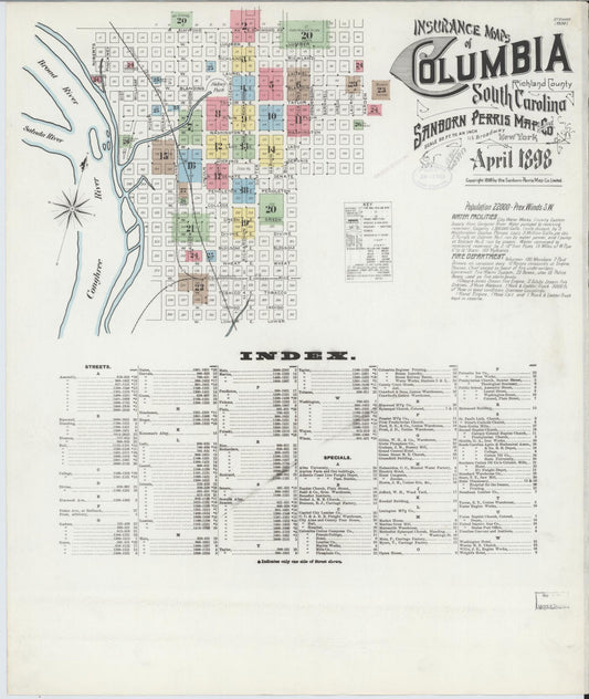 Sanborn Fire Insurance Map from Columbia, Richland County, South Carolina. (1898) – Historic Sanborn Fire Insurance Map Print