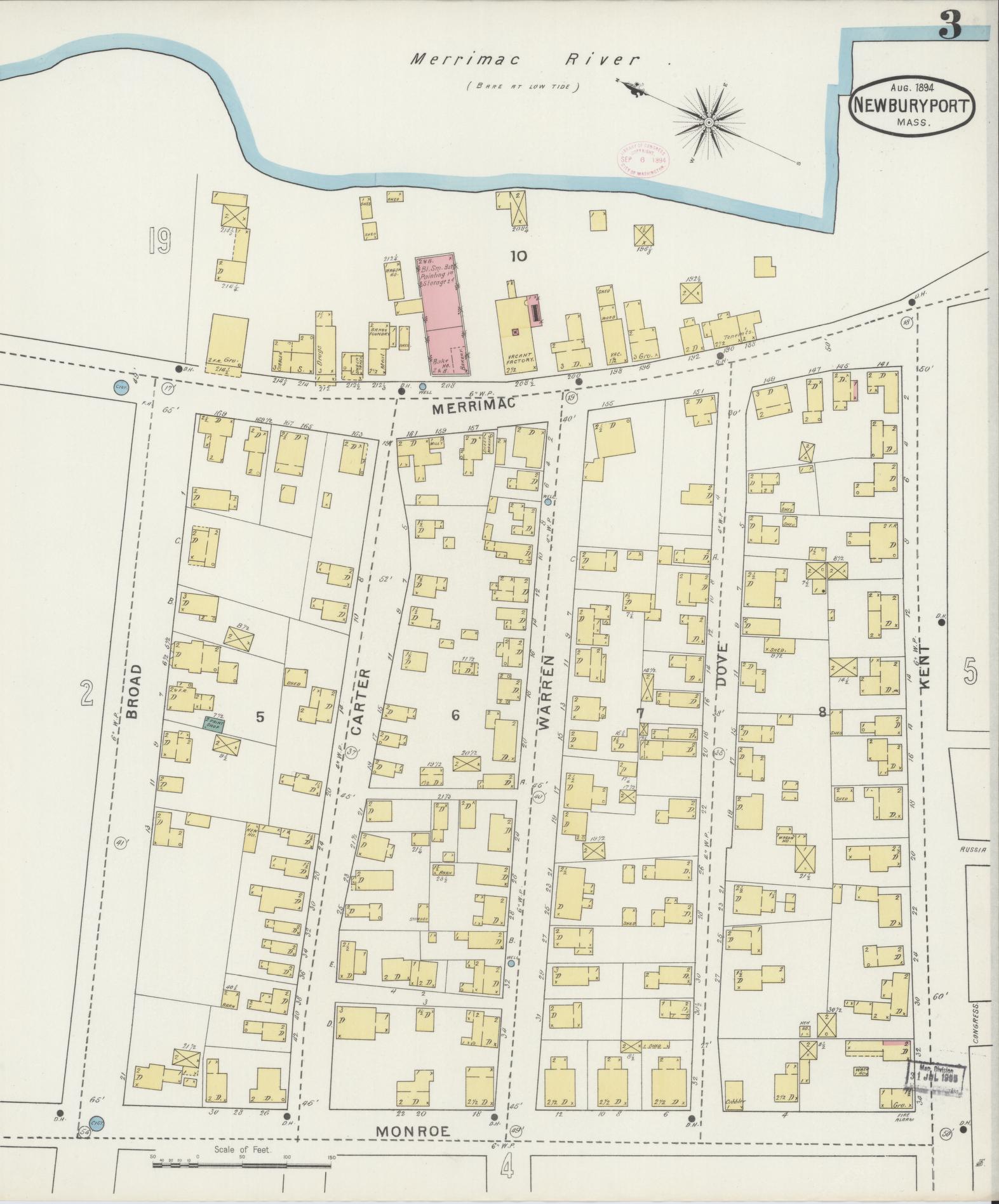 Sanborn Fire Insurance Map from Newburyport, Essex County, Massachusetts (1894), Sheet #0003 - Complete Map Set gallery image, historic Sanborn map, vintage wall art, Massachusetts Massachusetts