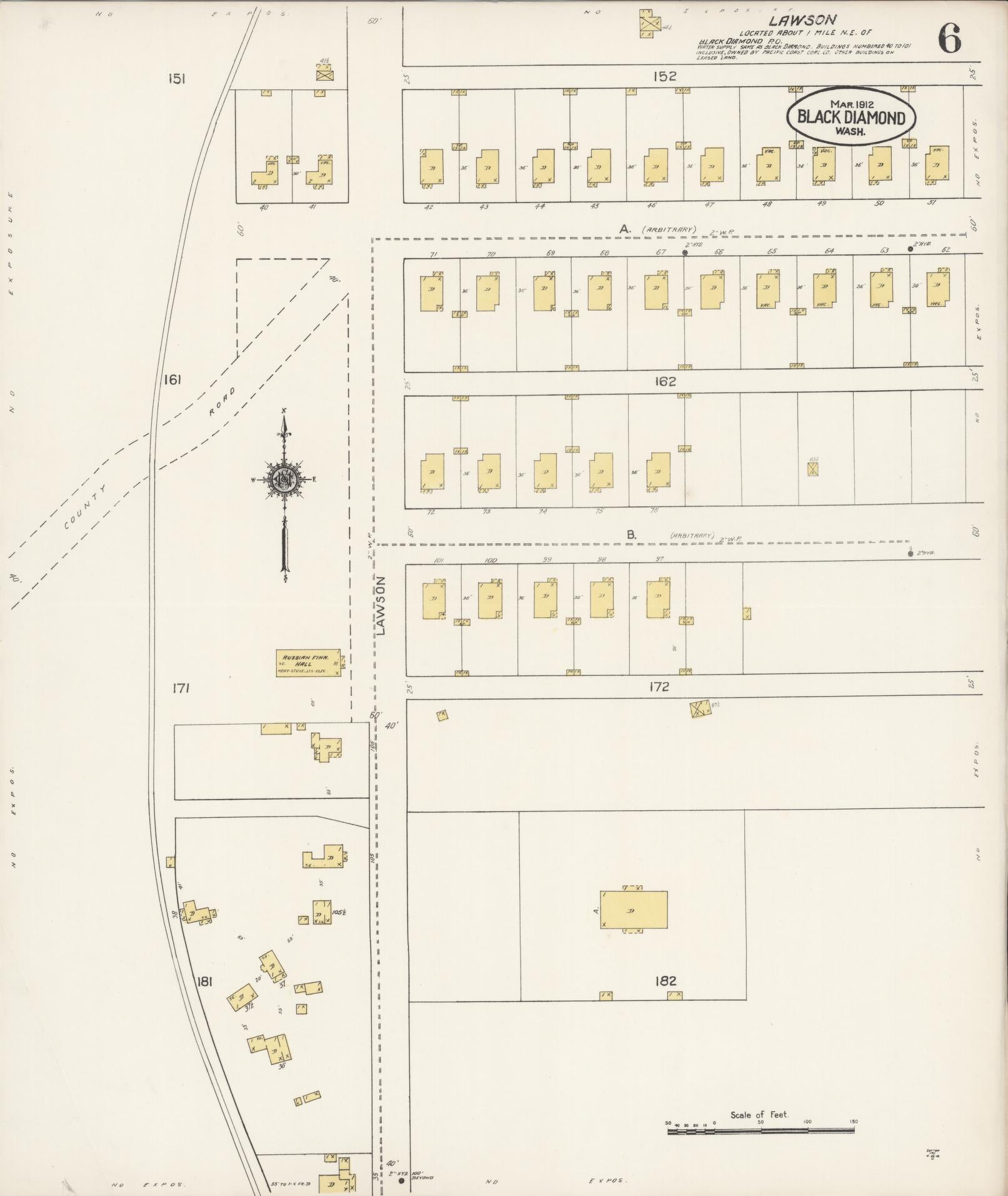 Sanborn Fire Insurance Map from Black Diamond, King County, Washington (1912), Sheet #0006 - Complete Map Set gallery image, historic Sanborn map, vintage wall art, Washington Washington