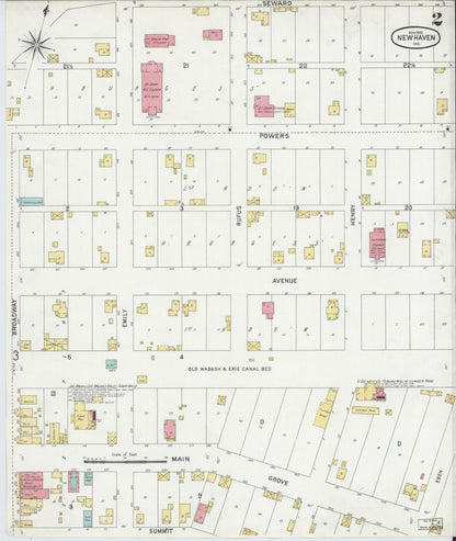 Sanborn Fire Insurance Map from New Haven, Allen County, Indiana (1900), Sheet #0002 - Historic Sanborn Fire Insurance Map Print, vintage old map wall art, antique decor, genealogy gift, Indiana Indiana map