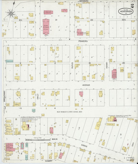 Sanborn Fire Insurance Map from New Haven, Allen County, Indiana (1900), Sheet #0002 - Historic Sanborn Fire Insurance Map Print, vintage old map wall art, antique decor, genealogy gift, Indiana Indiana map