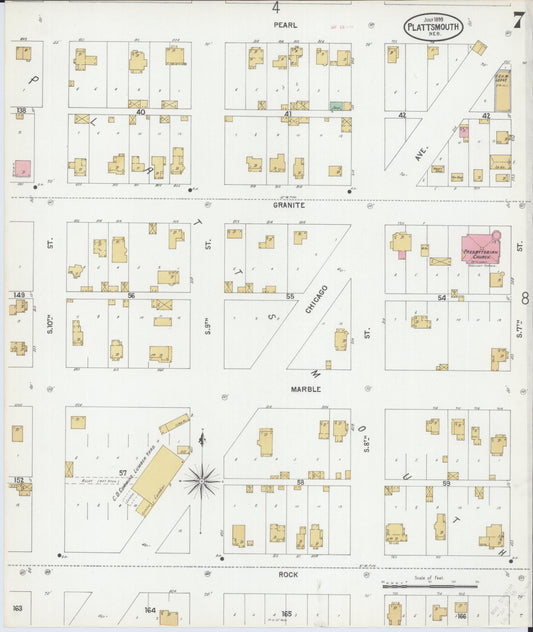 Sanborn Fire Insurance Map from Plattsmouth, Cass County, Nebraska (1899), Sheet #0007 - Historic Sanborn Fire Insurance Map Print, vintage old map wall art, antique decor, genealogy gift, Nebraska Nebraska map