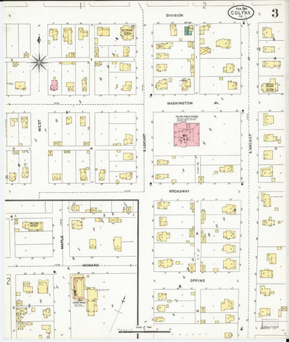 Sanborn Fire Insurance Map from Colfax, Jasper County, Iowa (1906), Sheet #0003 - Historic Sanborn Fire Insurance Map Print, vintage old map wall art