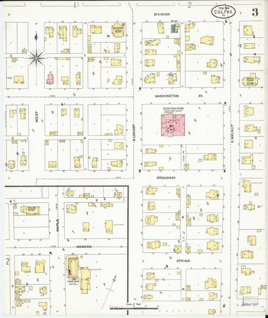 Sanborn Fire Insurance Map from Colfax, Jasper County, Iowa (1906), Sheet #0003 - Historic Sanborn Fire Insurance Map Print, vintage old map wall art