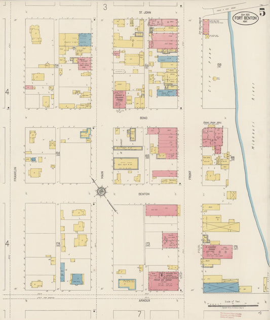 Sanborn Fire Insurance Map from Fort Benton, Chouteau County, Montana (1920), Sheet #0005 - Historic Sanborn Fire Insurance Map Print, vintage old map wall art, antique decor, genealogy gift, Montana Montana map