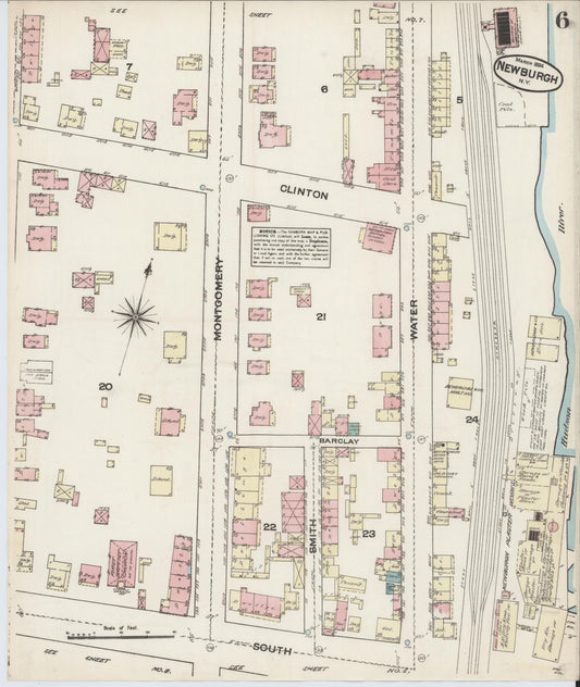 Sanborn Fire Insurance Map from Newburgh, Orange County, New York (1884), Sheet #0006 - Historic Sanborn Fire Insurance Map Print, vintage old map wall art, antique decor, genealogy gift, New York New York map