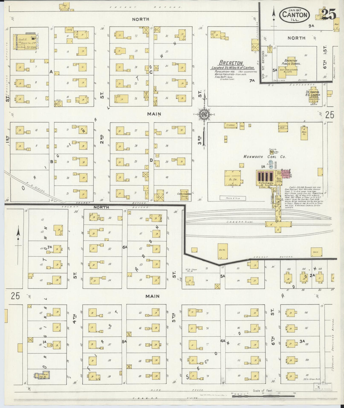 Sanborn Fire Insurance Map from Canton, Fulton County, Illinois (1917), Sheet #0025 - Complete Map Set gallery image, historic Sanborn map, vintage wall art, Illinois Illinois