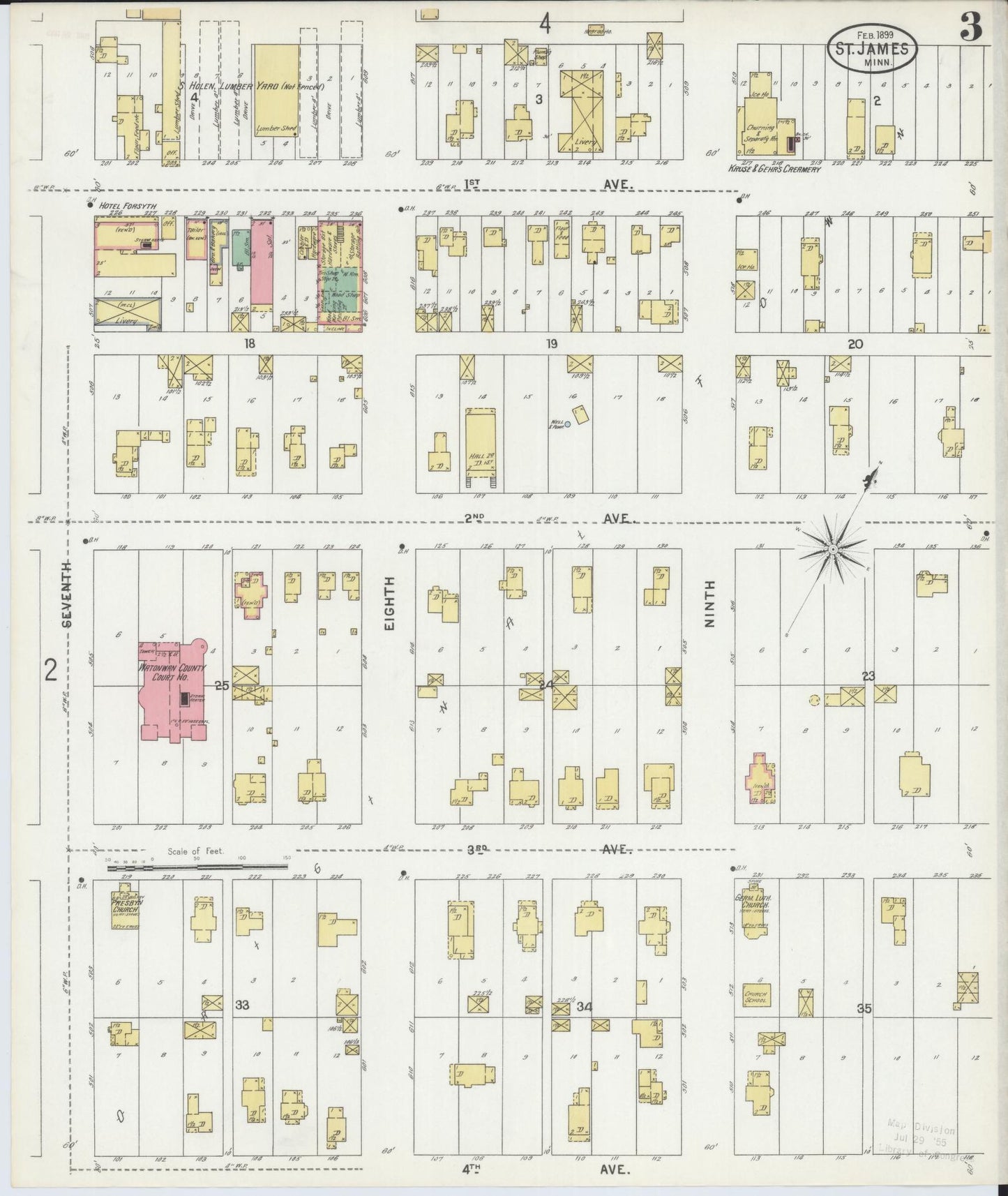 Sanborn Fire Insurance Map from Saint James, Watonwan County, Minnesota (1899), Sheet #0003 - Complete Map Set gallery image, historic Sanborn map, vintage wall art, Minnesota Minnesota