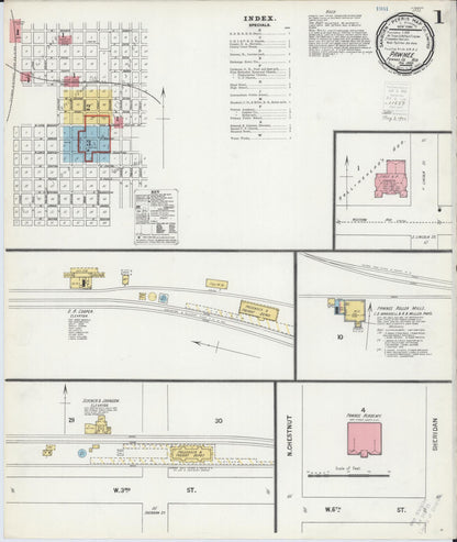 Sanborn Fire Insurance Map from Pawnee City, Pawnee County, Nebraska (1900), Sheet #0001 - Complete Map Set gallery image, historic Sanborn map, vintage wall art, Nebraska Nebraska