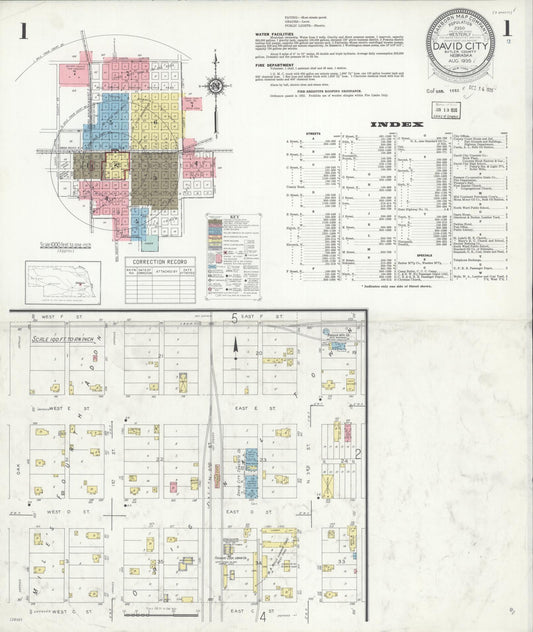 Sanborn Fire Insurance Map from David City, Butler County, Nebraska (1935), Sheet #0001 - Complete Map Set gallery image, historic Sanborn map, vintage wall art, Nebraska Nebraska