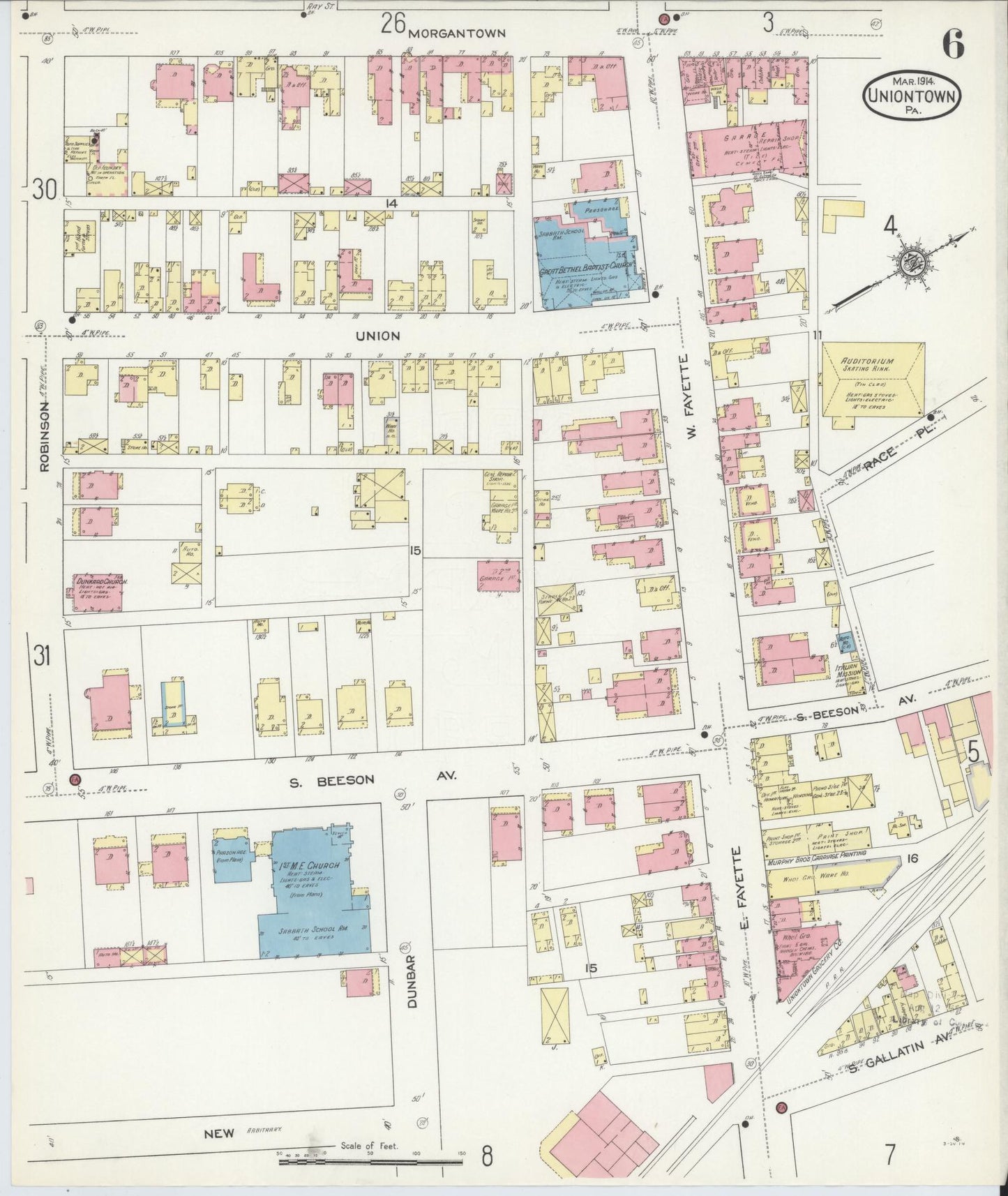 Sanborn Fire Insurance Map from Uniontown, Fayette County, Pennsylvania (1914), Sheet #0006 - Complete Map Set gallery image, historic Sanborn map, vintage wall art, Pennsylvania Pennsylvania