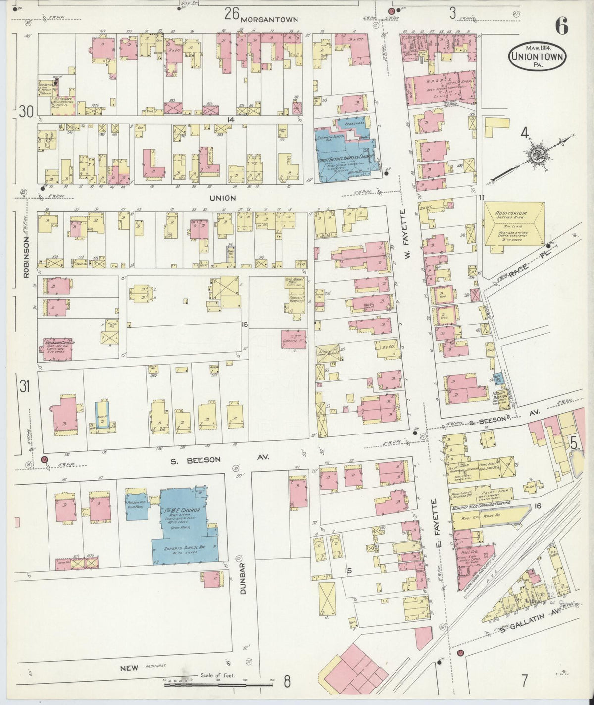 Sanborn Fire Insurance Map from Uniontown, Fayette County, Pennsylvania (1914), Sheet #0006 - Complete Map Set gallery image, historic Sanborn map, vintage wall art, Pennsylvania Pennsylvania