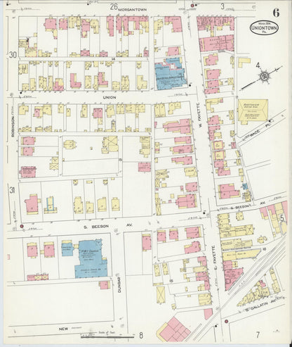 Sanborn Fire Insurance Map from Uniontown, Fayette County, Pennsylvania (1914), Sheet #0006 - Complete Map Set gallery image, historic Sanborn map, vintage wall art, Pennsylvania Pennsylvania