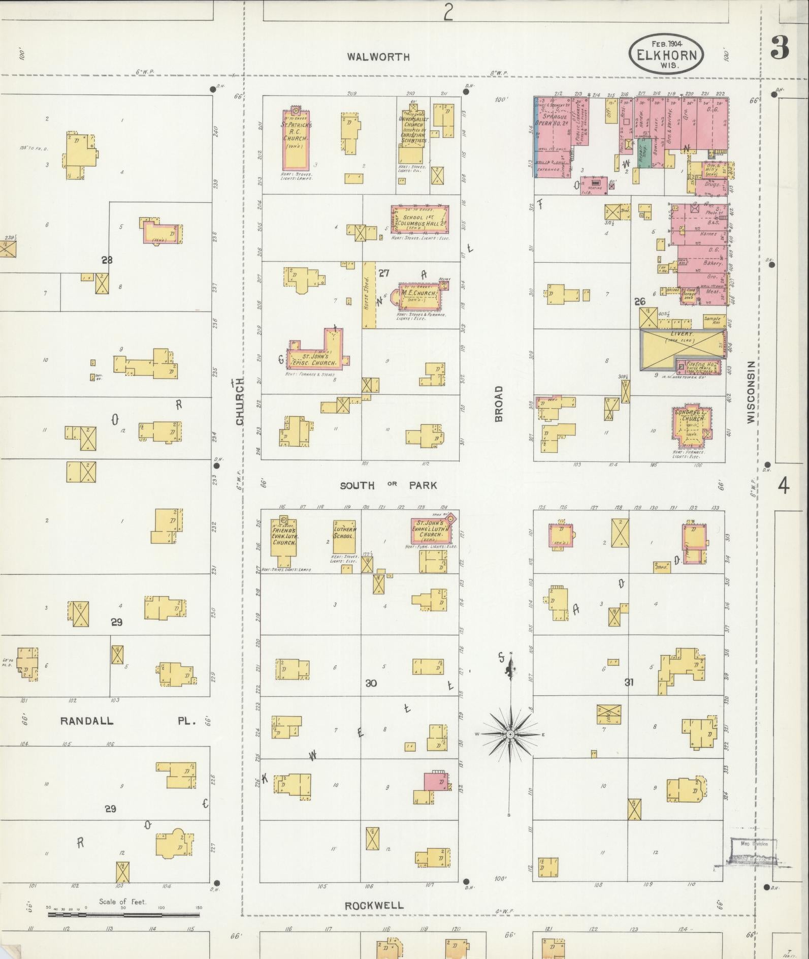 Sanborn Fire Insurance Map from Elkhorn, Walworth County, Wisconsin (1904), Sheet #0003 - Historic Sanborn Fire Insurance Map Print, vintage old map wall art, antique decor, genealogy gift, Wisconsin Wisconsin map
