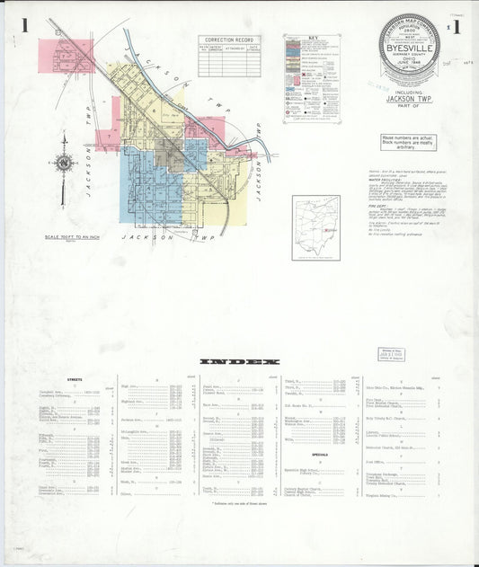 Sanborn Fire Insurance Map from Byesville, Guernsey County, Ohio (1948), Sheet #0001 - Historic Sanborn Fire Insurance Map Print, vintage old map wall art, antique decor, genealogy gift, Ohio Ohio map
