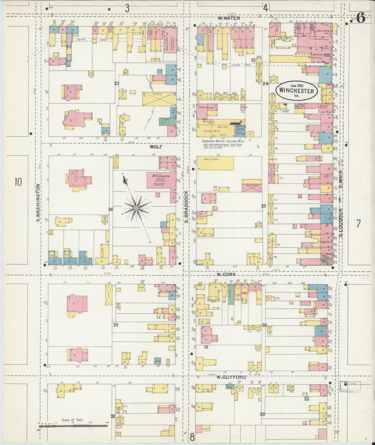 Sanborn Fire Insurance Map from Winchester, Independent Cities, Virginia (1903), Sheet #0006 - Complete Map Set gallery image, historic Sanborn map, vintage wall art, Virginia Virginia