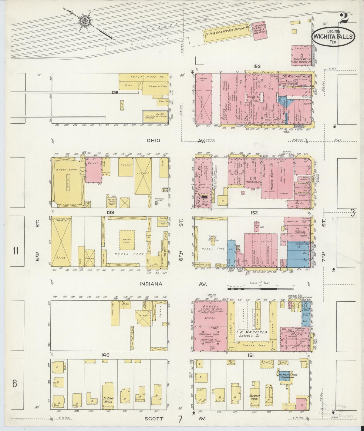 Sanborn Fire Insurance Map from Wichita Falls, Wichita County, Texas (1915), Sheet #0002 - Complete Map Set gallery image, historic Sanborn map, vintage wall art, Texas Texas
