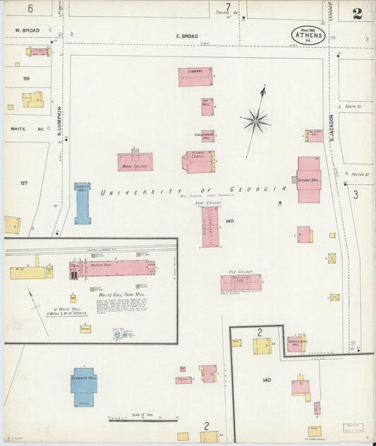 Sanborn Fire Insurance Map from Athens, Clarke County, Georgia (1903), Sheet #0002 - Historic Sanborn Fire Insurance Map Print, vintage old map wall art, antique decor, genealogy gift, Georgia Georgia map