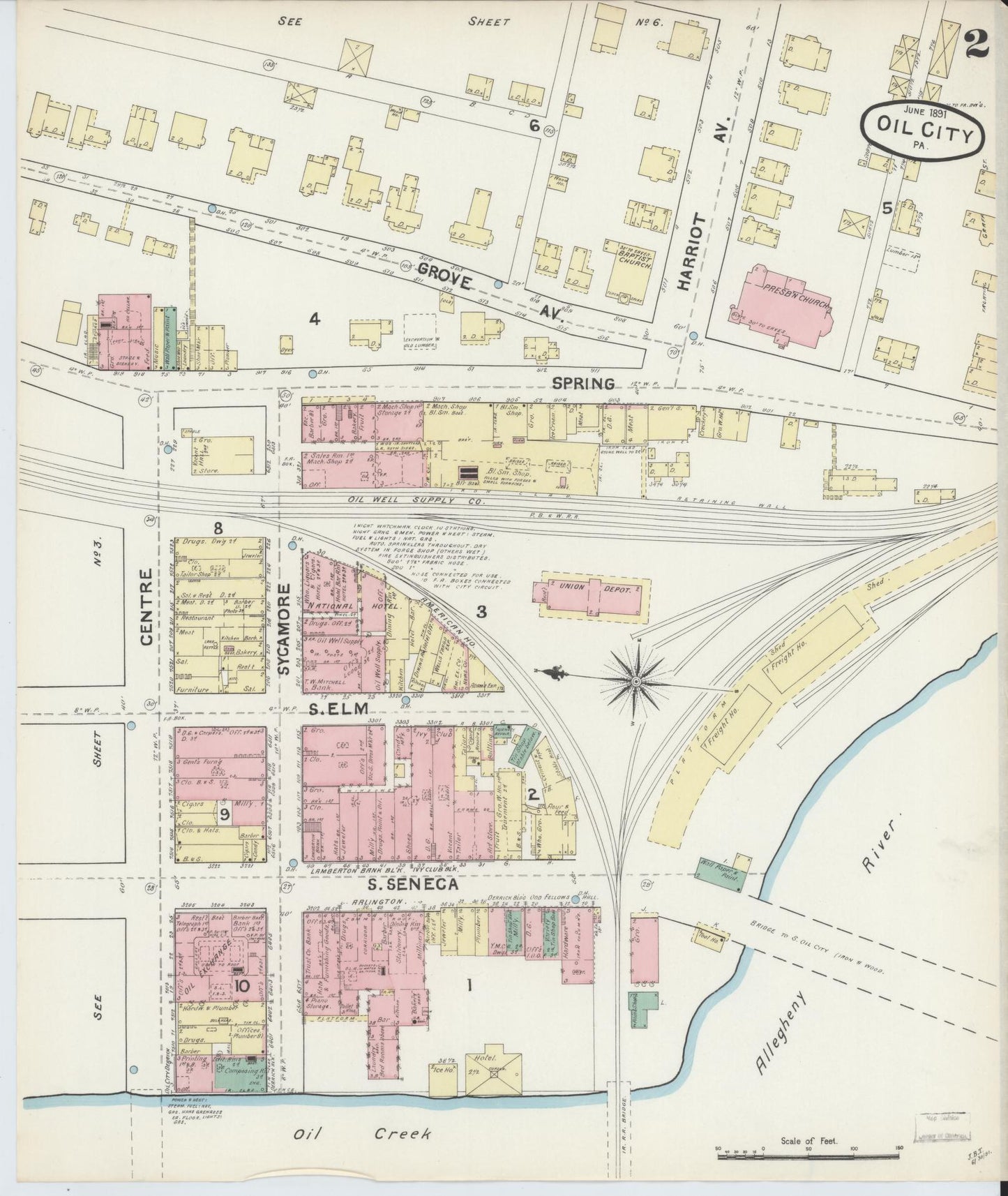 Sanborn Fire Insurance Map from Oil City, Venango County, Pennsylvania (1891), Sheet #0002 - Complete Map Set gallery image, historic Sanborn map, vintage wall art, Pennsylvania Pennsylvania