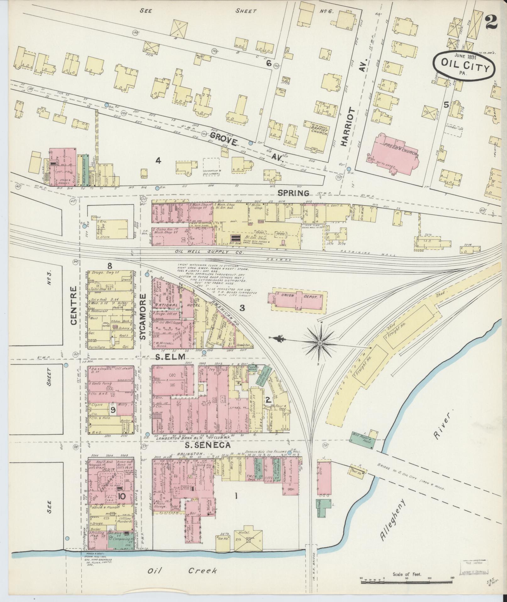 Sanborn Fire Insurance Map from Oil City, Venango County, Pennsylvania (1891), Sheet #0002 - Complete Map Set gallery image, historic Sanborn map, vintage wall art, Pennsylvania Pennsylvania